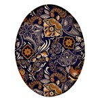 Paisley Texture, Floral Ornament Texture Oval Glass Fridge Magnet (4 pack)