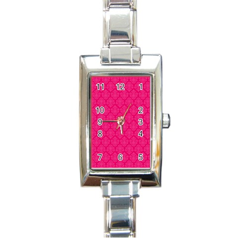 Pink Pattern, Abstract, Background, Bright Rectangle Italian Charm Watch from UrbanLoad.com Front