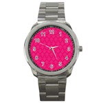 Pink Pattern, Abstract, Background, Bright Sport Metal Watch