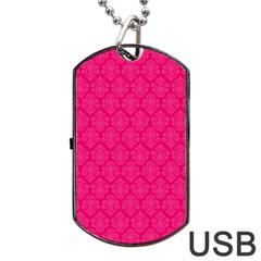 Pink Pattern, Abstract, Background, Bright Dog Tag USB Flash (Two Sides) from UrbanLoad.com Back