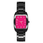 Pink Pattern, Abstract, Background, Bright Stainless Steel Barrel Watch