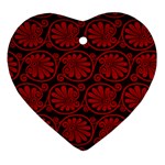 Red Floral Pattern Floral Greek Ornaments Ornament (Heart)