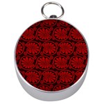Red Floral Pattern Floral Greek Ornaments Silver Compasses