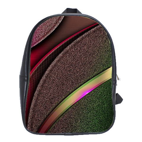 Circle Colorful Shine Line Pattern Geometric School Bag (Large) from UrbanLoad.com Front