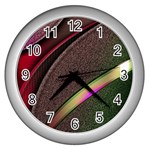 Texture Abstract Curve  Pattern Red Wall Clock (Silver)