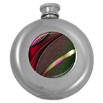 Texture Abstract Curve  Pattern Red Round Hip Flask (5 oz)