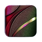 Texture Abstract Curve  Pattern Red Square Metal Box (Black)