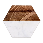 Texture Abstract Curve  Pattern Red Marble Wood Coaster (Hexagon) 