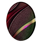 Texture Abstract Curve  Pattern Red Oval Glass Fridge Magnet (4 pack)