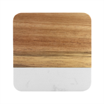 Round Ornament Texture Marble Wood Coaster (Square)