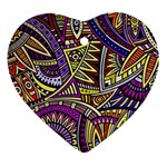 Violet Paisley Background, Paisley Patterns, Floral Patterns Heart Ornament (Two Sides)
