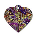 Violet Paisley Background, Paisley Patterns, Floral Patterns Dog Tag Heart (One Side)