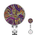 Violet Paisley Background, Paisley Patterns, Floral Patterns Stainless Steel Nurses Watch