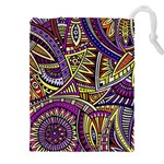 Violet Paisley Background, Paisley Patterns, Floral Patterns Drawstring Pouch (5XL)