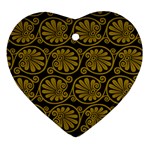 Yellow Floral Pattern Floral Greek Ornaments Ornament (Heart)