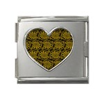 Yellow Floral Pattern Floral Greek Ornaments Mega Link Heart Italian Charm (18mm)