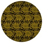 Yellow Floral Pattern Floral Greek Ornaments Round Trivet