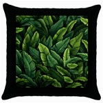 Green leaves Throw Pillow Case (Black)