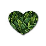Green leaves Rubber Heart Coaster (4 pack)
