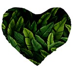 Green leaves Large 19  Premium Heart Shape Cushions
