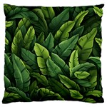 Green leaves Large Premium Plush Fleece Cushion Case (Two Sides)