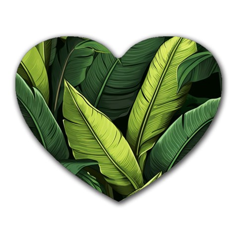 Banana leaves pattern Heart Mousepad from UrbanLoad.com Front