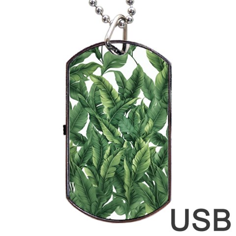 Tropical leaves Dog Tag USB Flash (One Side) from UrbanLoad.com Front