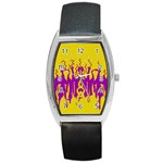 Yellow And Purple In Harmony Barrel Style Metal Watch