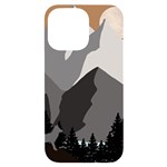 Mountain Wolf Tree Nature Moon iPhone 14 Pro Max Black UV Print Case