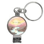 Mountain Birds River Sunset Nature Nail Clippers Key Chain