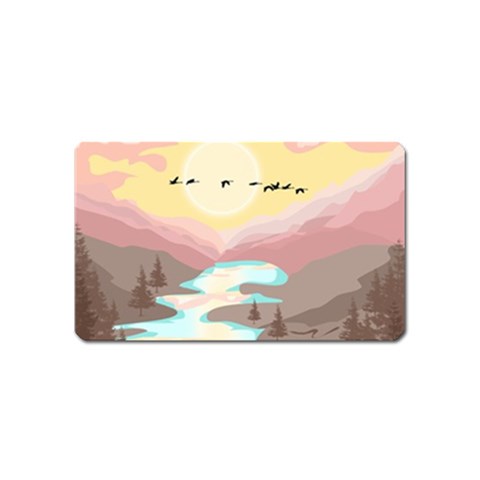 Mountain Birds River Sunset Nature Magnet (Name Card) from UrbanLoad.com Front