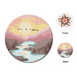 Mountain Birds River Sunset Nature Playing Cards Single Design (Round)