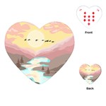 Mountain Birds River Sunset Nature Playing Cards Single Design (Heart)