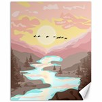 Mountain Birds River Sunset Nature Canvas 16  x 20 
