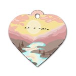 Mountain Birds River Sunset Nature Dog Tag Heart (One Side)