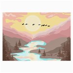 Mountain Birds River Sunset Nature Large Glasses Cloth