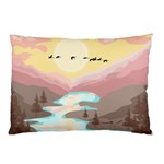 Mountain Birds River Sunset Nature Pillow Case