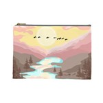 Mountain Birds River Sunset Nature Cosmetic Bag (Large)