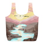 Mountain Birds River Sunset Nature Full Print Recycle Bag (L)