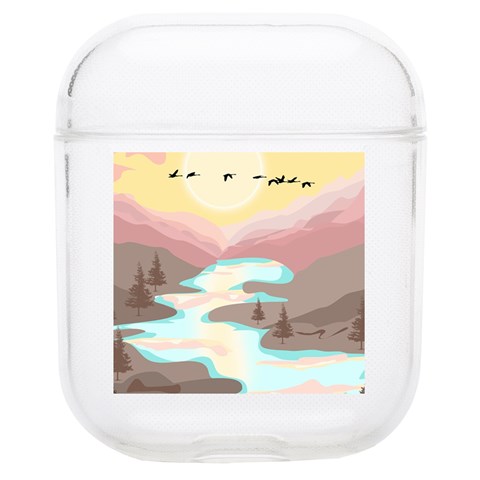 Mountain Birds River Sunset Nature Soft TPU AirPods 1/2 Case from UrbanLoad.com Front