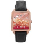 Mountains Sunset Landscape Nature Rose Gold Leather Watch 