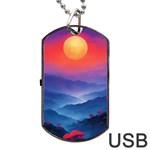 Valley Night Mountains Dog Tag USB Flash (One Side)