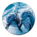 Dolphin Swimming Sea Ocean Round Mousepad