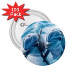 Dolphin Swimming Sea Ocean 2.25  Buttons (100 pack) 