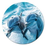 Dolphin Swimming Sea Ocean Magnet 5  (Round)