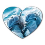 Dolphin Swimming Sea Ocean Heart Mousepad