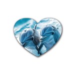Dolphin Swimming Sea Ocean Rubber Heart Coaster (4 pack)