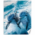 Dolphin Swimming Sea Ocean Canvas 11  x 14 