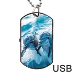 Dolphin Swimming Sea Ocean Dog Tag USB Flash (Two Sides)