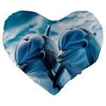 Dolphin Swimming Sea Ocean Large 19  Premium Heart Shape Cushions